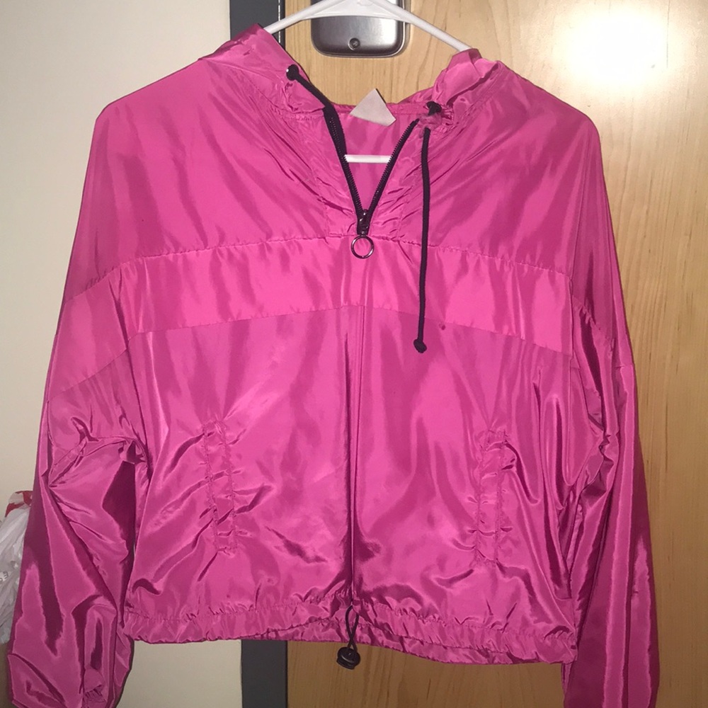 Pink and black windbreaker